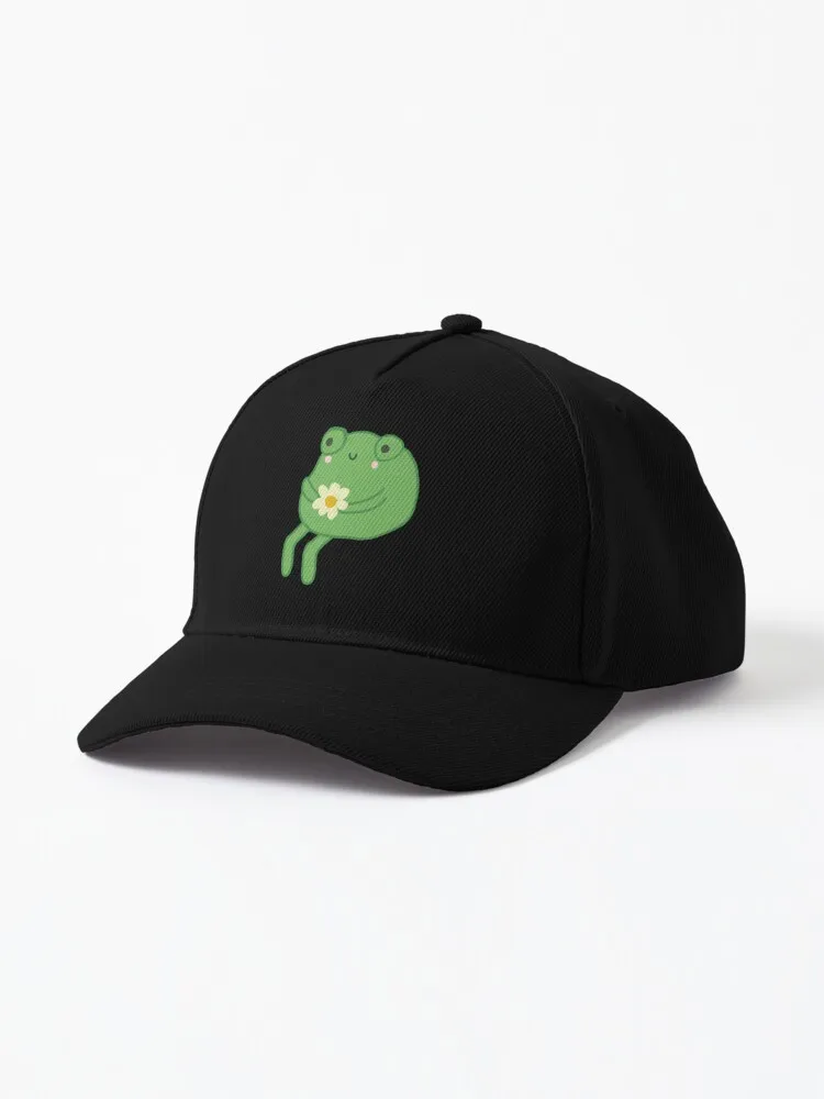 Frog Birthday Cake Meme: Cottagecore Aesthetic, Cute Frogge Sitting with Flower, Funny Sad Froggy Baseball Cap