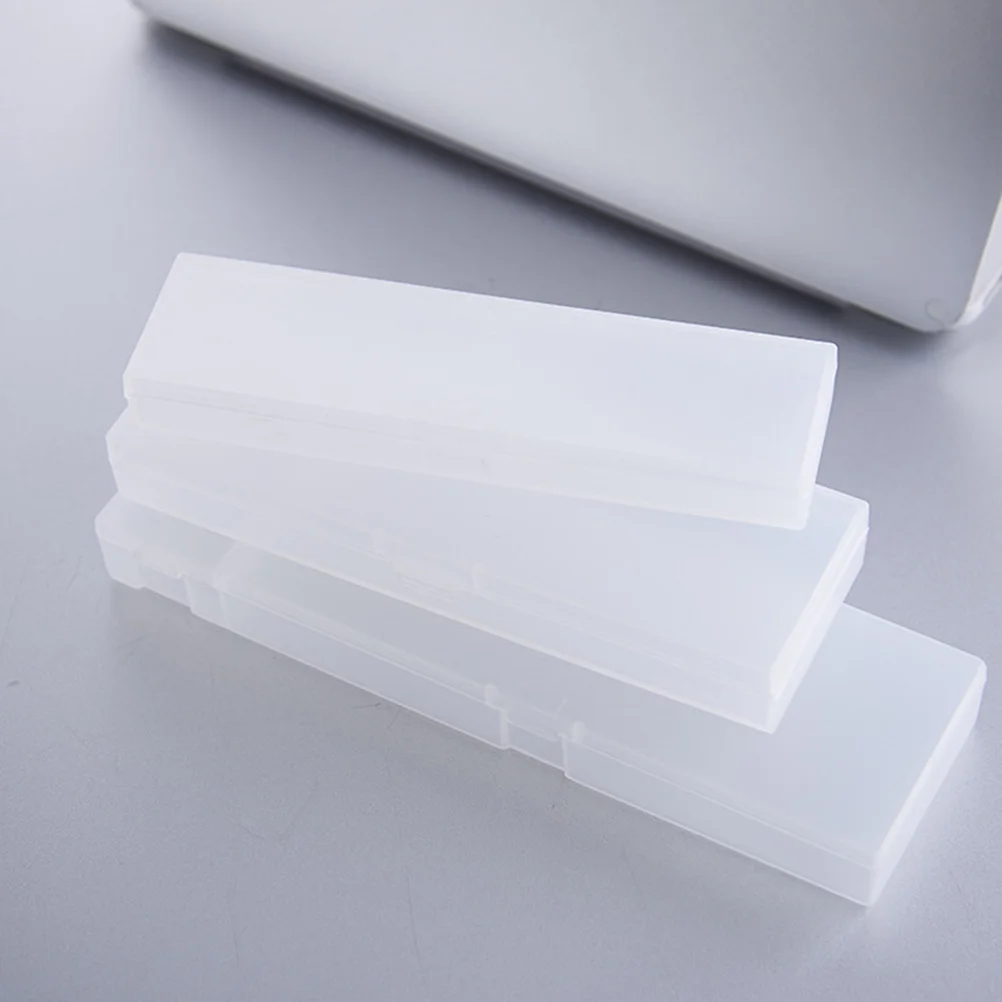 

2Pack Pencil Cases Plastic Durable Frosty Transparent Finish Two Compartments Separate Lids Medium Size Perfect for School Work