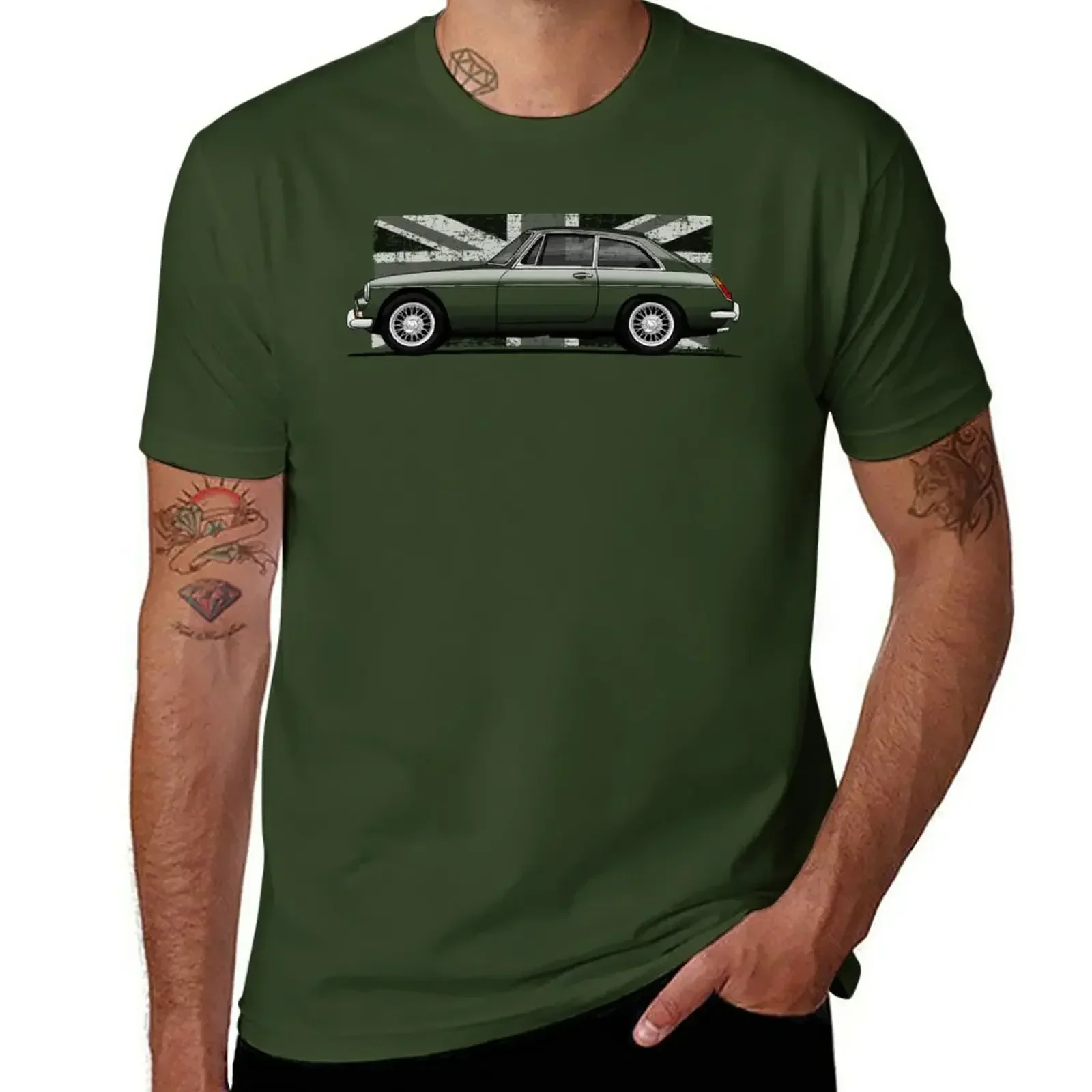 Summer Top Big and Tall T Shirts for Men Copy of My Drawing of The Green MGB GT BRG T-Shirt Tops Plus Sizes Oversized Harajuku