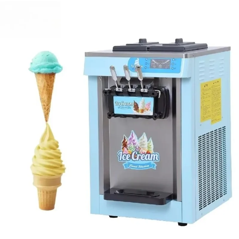 Commercial Automatic Stainless Steel Desktop Three Flavor Soft Ice Cream Machine, Summer Store Use