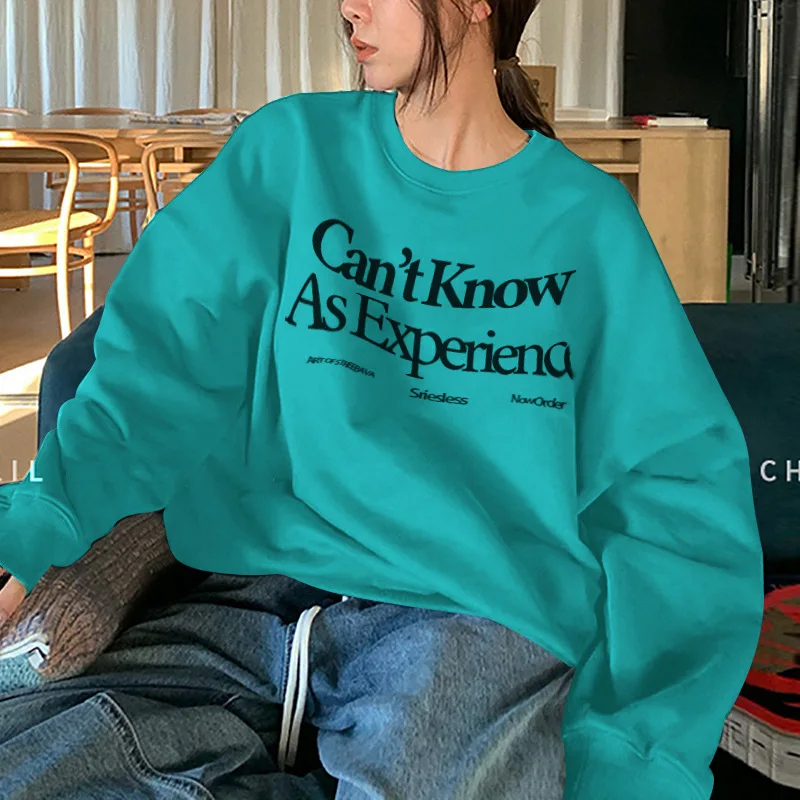 Frauen Herbst Neue Casual Oansatz Langarm Hoodies Brief gedruckt Sweatshirts Vintage Harajuku Chic Pullover Top Y2K2025