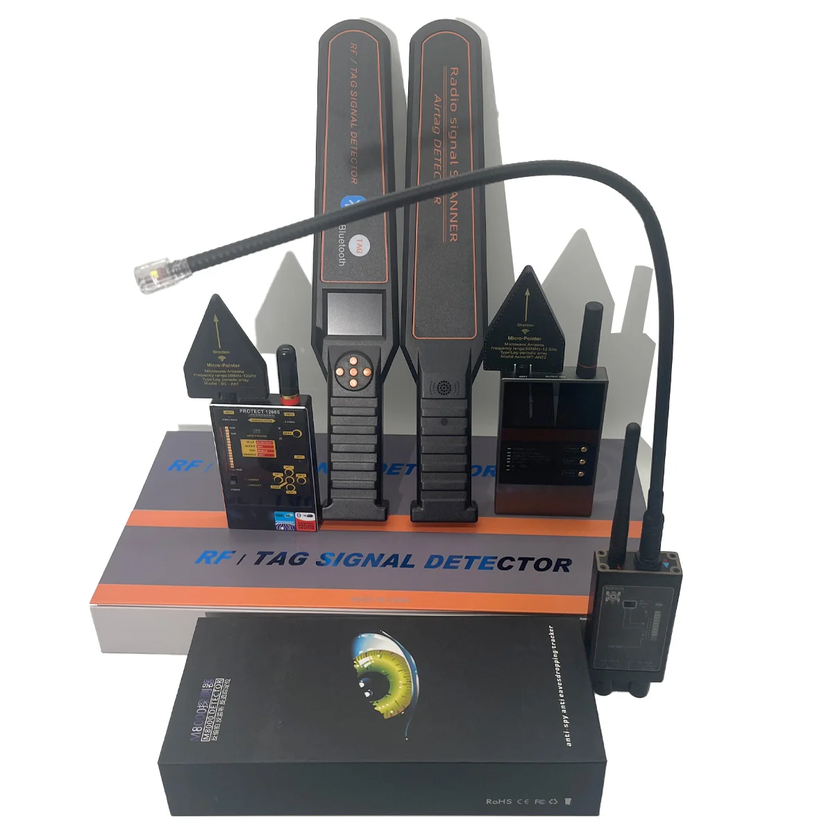 Профессиональное устройство защиты от слежения 1206S, шпионская камера обнаружения, прослушивающих ошибок, GPS-локатор с идентификацией сигнала и оповещением о вибрации