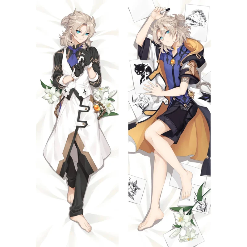 Genshin Impact Albedo Cosplay Dakimakura Pillowcase Albedo Peachskin Hugging Body Pillow Case Otaku Pillow Cover Home Decoration