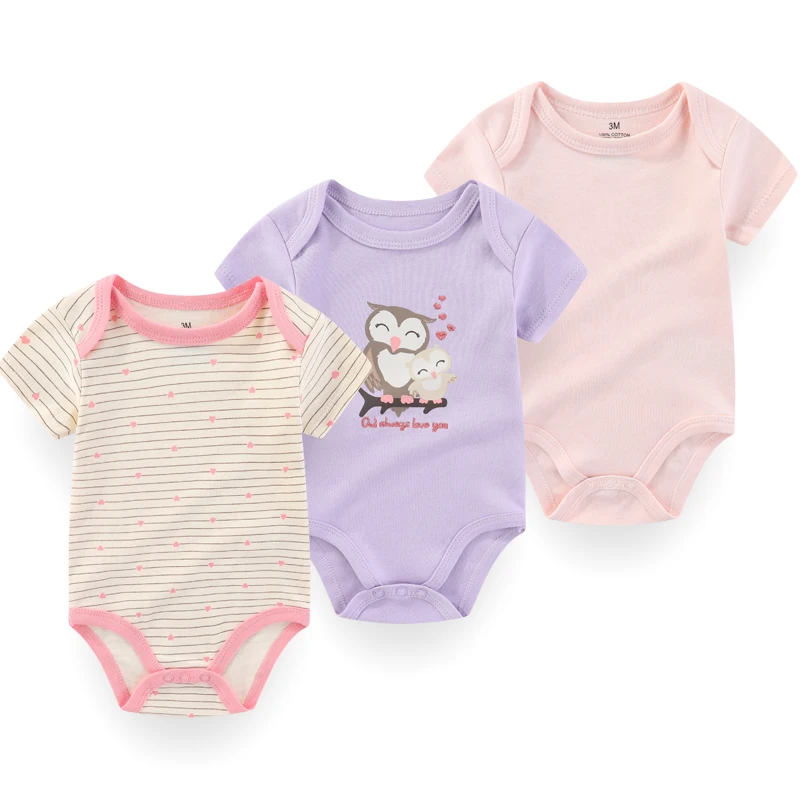 

Боди для маленьких девочек Catoon, 3 шт./партия, 100% хлопок, мягкие комбинезоны для новорожденных, летняя одежда для младенцев