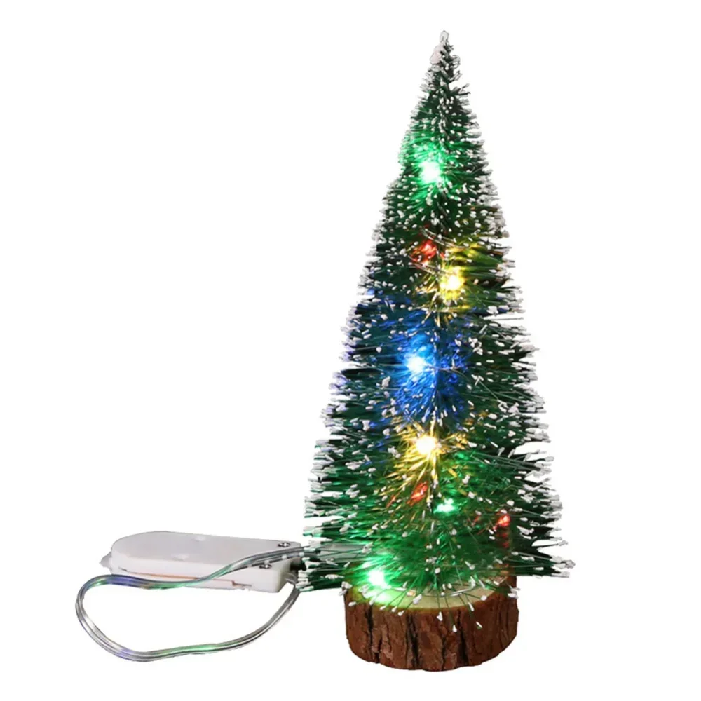 أضواء LED خضراء لعيد الميلاد الأرز ، شجرة إبرة الصنوبر ، هدية زخرفة سطح المكتب ، ديكورات صغيرة ، ديكورات شجرة