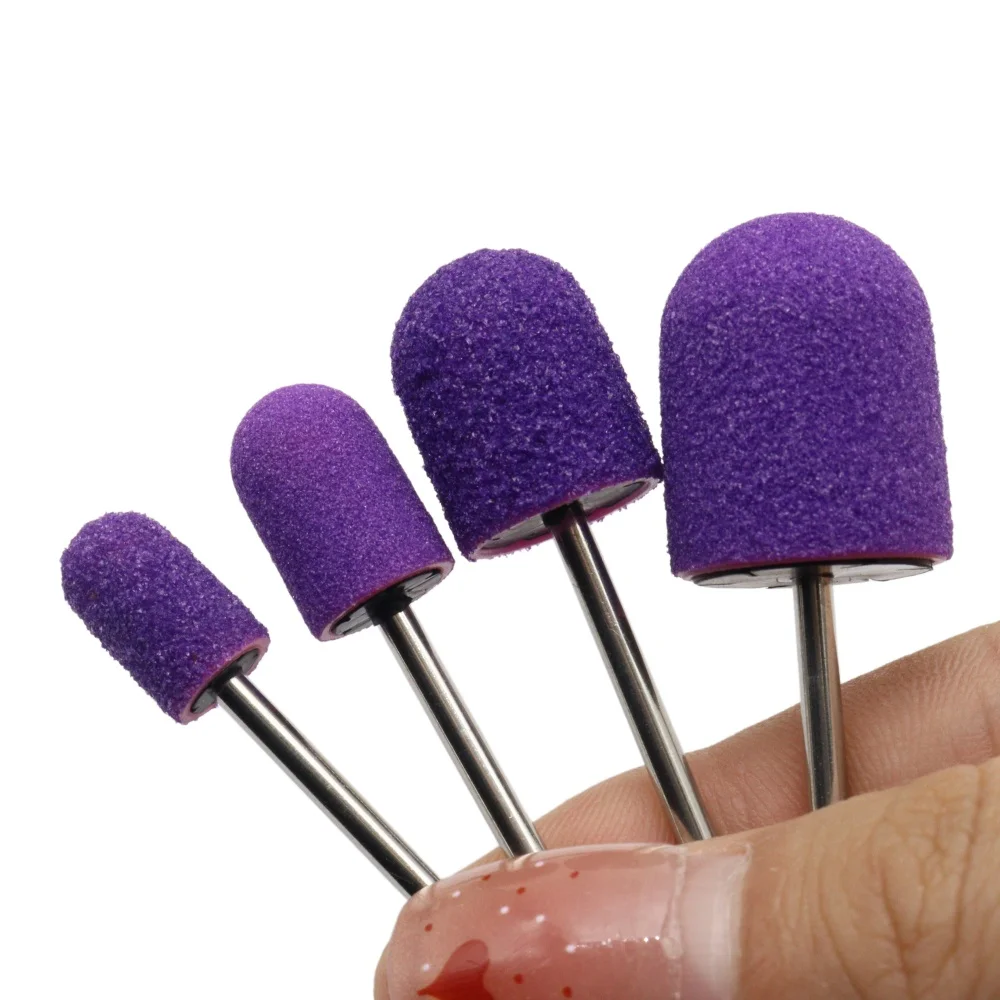 50Pcs Sanding Caps with Mandrel 5mm 7mm 10mm 13mm Nail Drill Grinding Bits for Gel Polish Removal Manicure Pedicure Callus Care