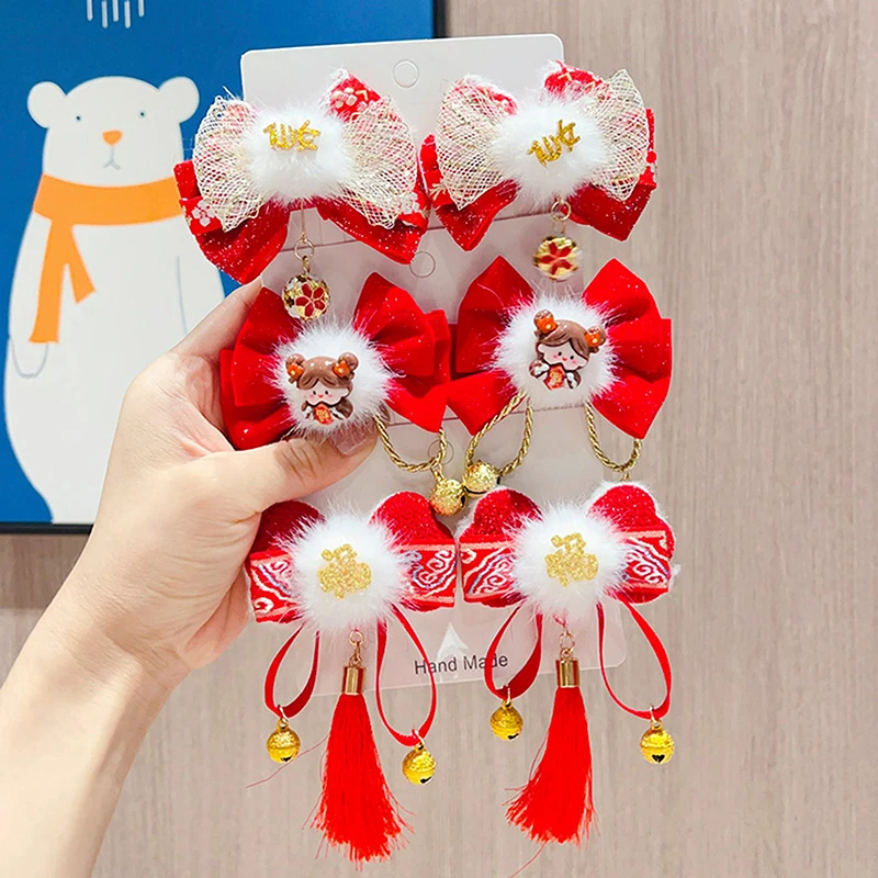 Kinder Nette Chinesische Anhänger Ornament Haar Clips Mädchen Schöne Süße Haarspangen Haarnadeln Kinder Haar Zubehör