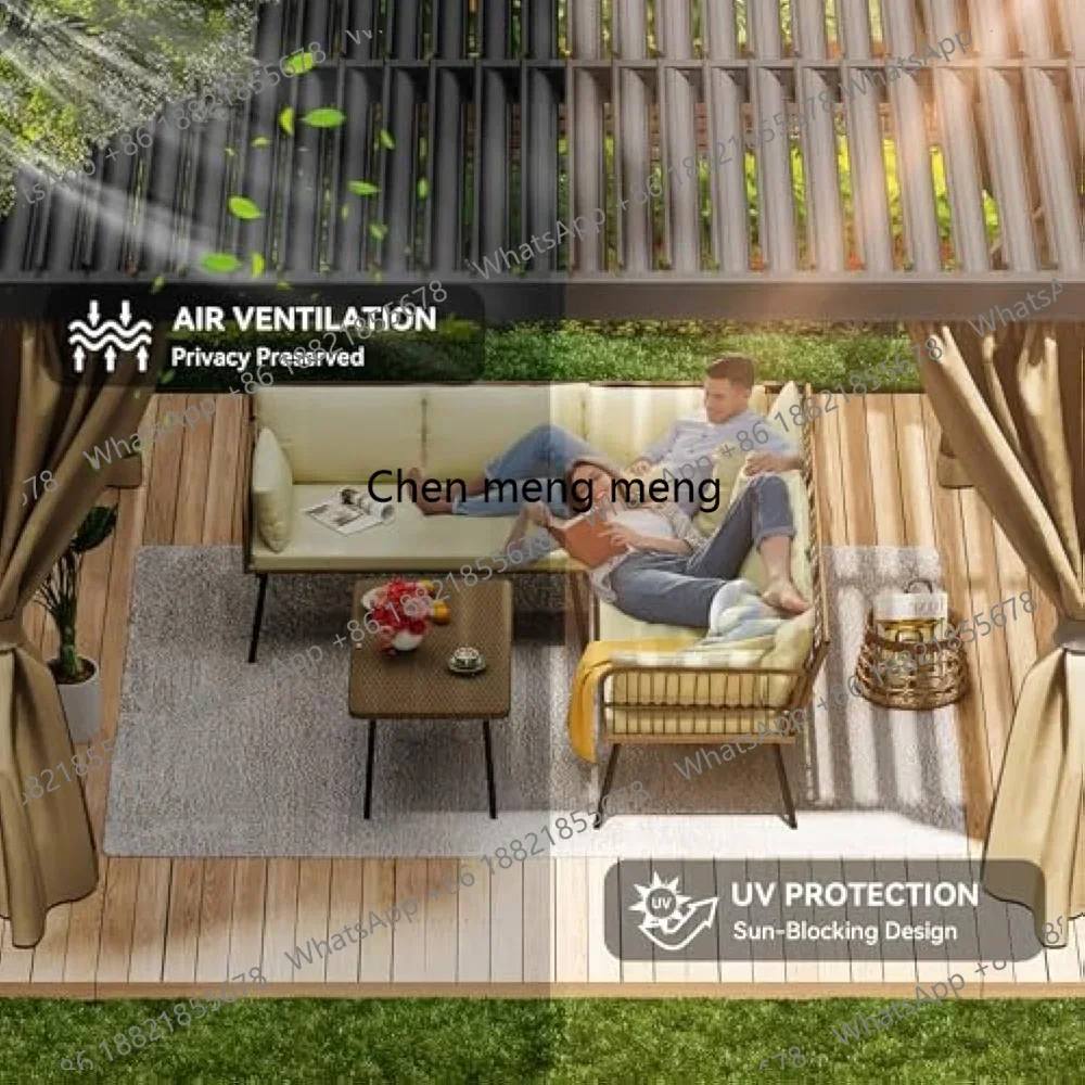 D182Contemporary Bioclimatic Pergola with Integrated LED Lights and Sliding Glass Panels – Garden, Patio, or Rooftop Installati