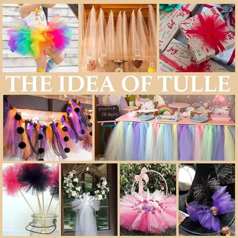 Tulle Rolls 6” by 100 Yards (15cm x 91,4m)Tulle Roll Spool Fabric for DIY Tutu Skirts Wedding Baby Shower Crafts Party Supplies