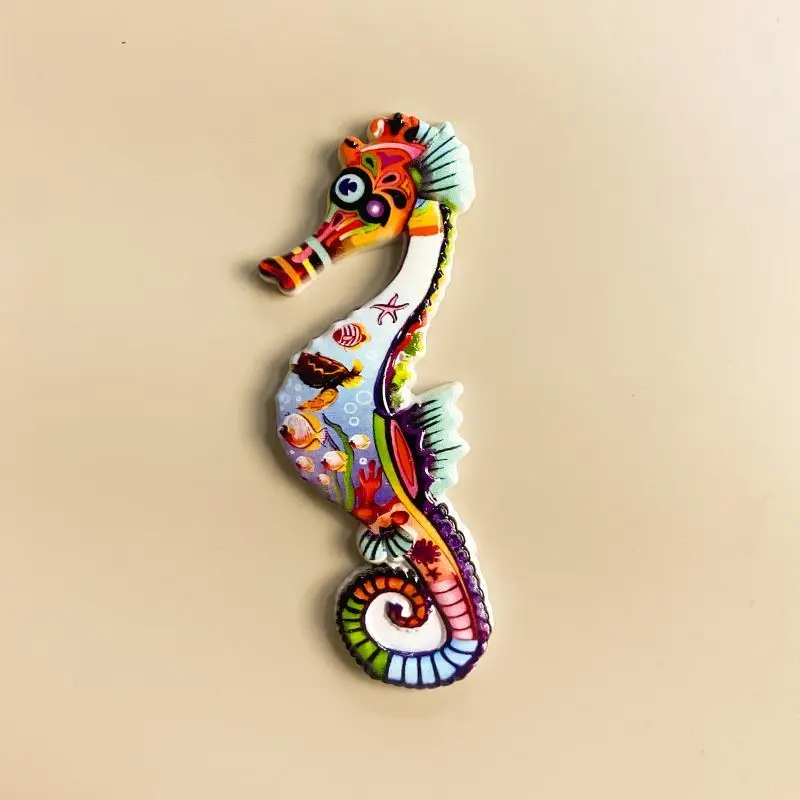 

3D Resin Fridge Magnets Greece Coastal (Colorful Seahorse) Souvenir Decoración Hogar Aimants Frigo Room Decorations
