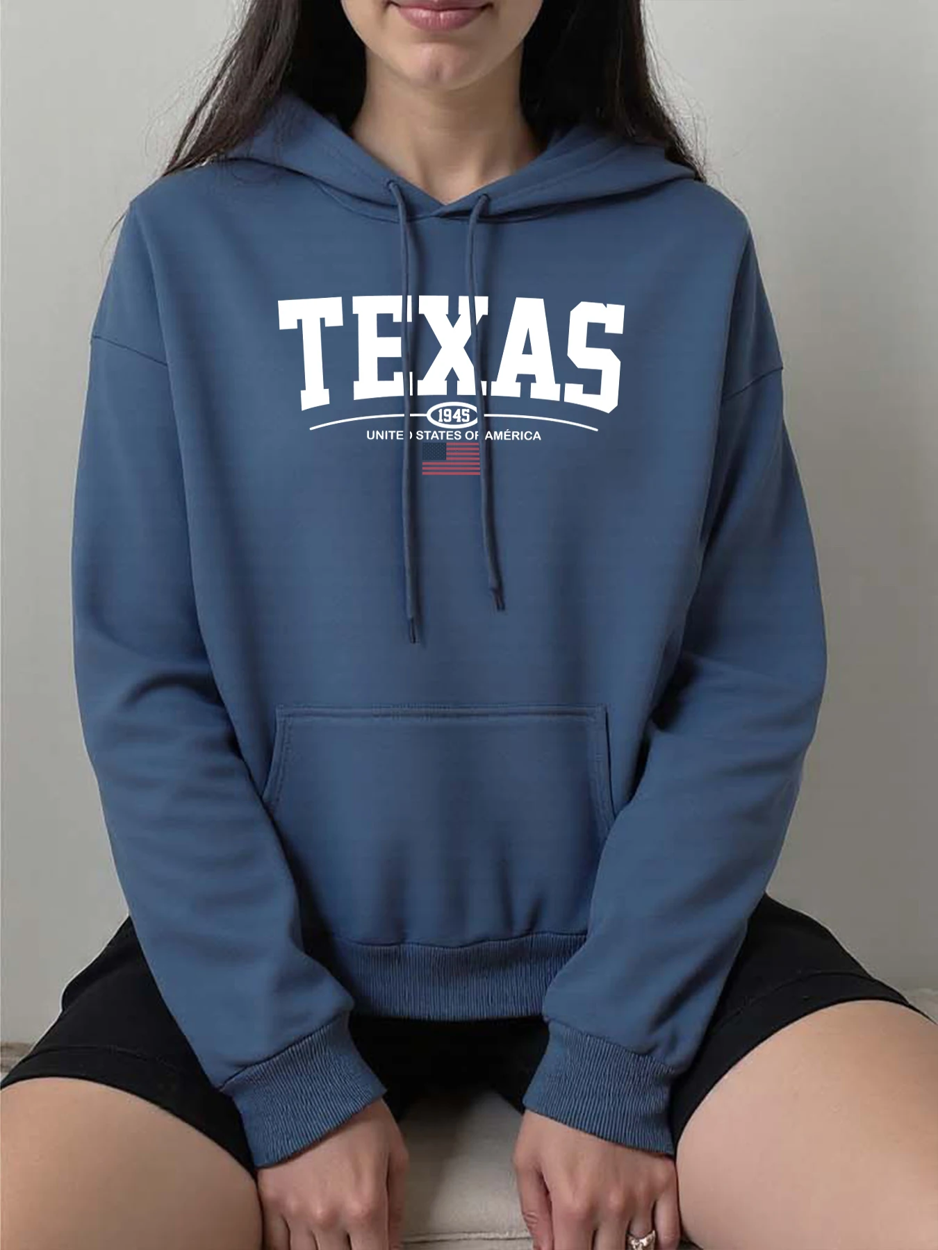 

Техас, США, город, искусство, буква 1945 года, принт, женская толстовка в стиле Харадзюку, свободные толстовки, повседневная уличная спортивная одежда Y2K, флисовая осенняя одежда