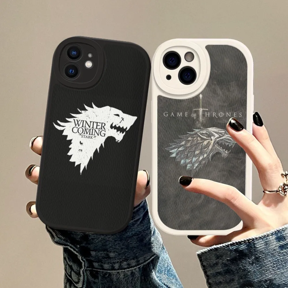 W-Winter C-Coming Stark Phone Case Hard Leather For IPhone 16 15 14 13 12 Mini 11 14 Pro Max Xs X Xr 7 8 Plus Fundas