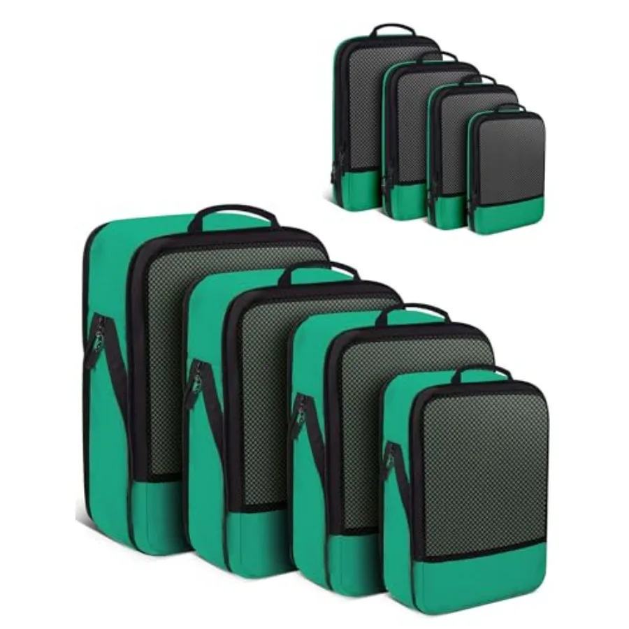 

Набор из 4 компрессионных упаковочных кубов для путешествий: легкие органайзеры для багажа, экономящие место, незаменимые в поездках