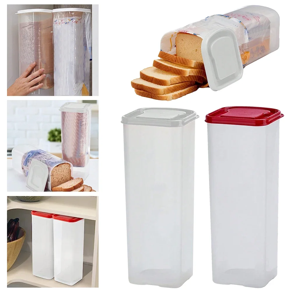 Plastic Sandwich Bread Holder with Airtight Lid Bread Dispenser Fresh Bread Storage Container for Loaf Bread Sandwich