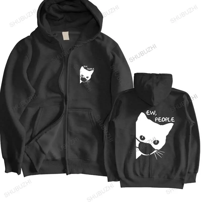 

cotton sweatshirt male hoodies Quarantine Social Distancing Black Cat Ew People Face shubuzhi men autumn winter zipper