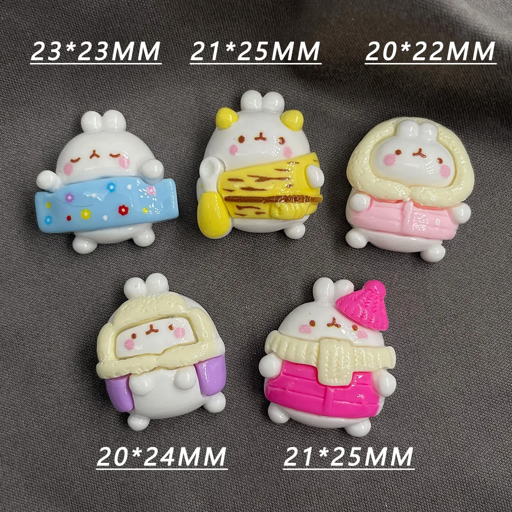 100pcs Kawaii Cartoon Winter White Rabbit Resin Flatback Cabochon DIY Scrapbooking Decorative Craft Making Headgear Accessories