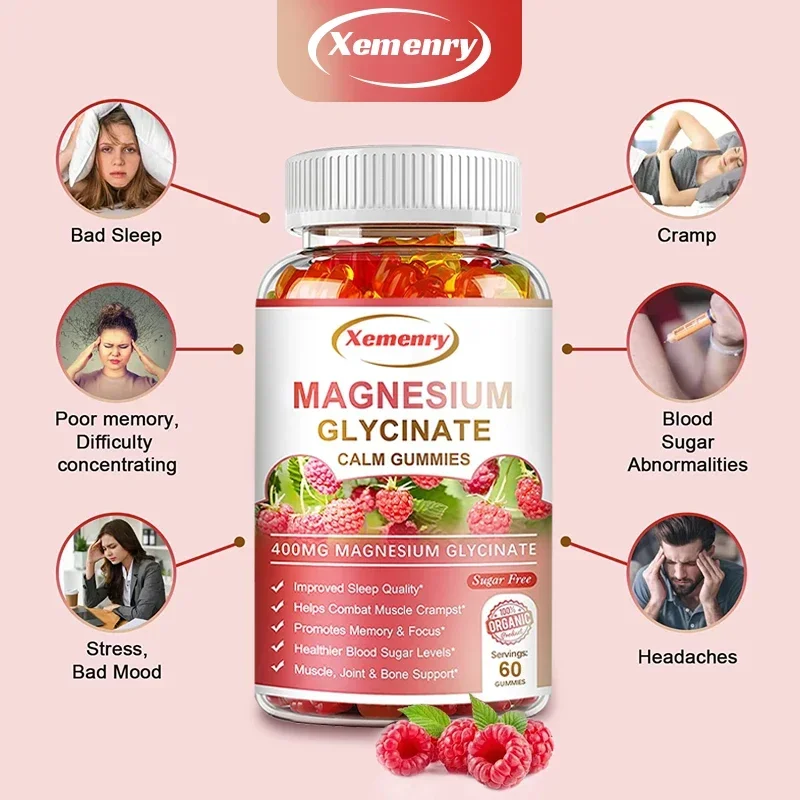 

Magnesium Glycinate Gummies - Magnesium Supplement, Helps with Sleep and Relaxation, Relieves Muscle Cramps and TensionCapsule