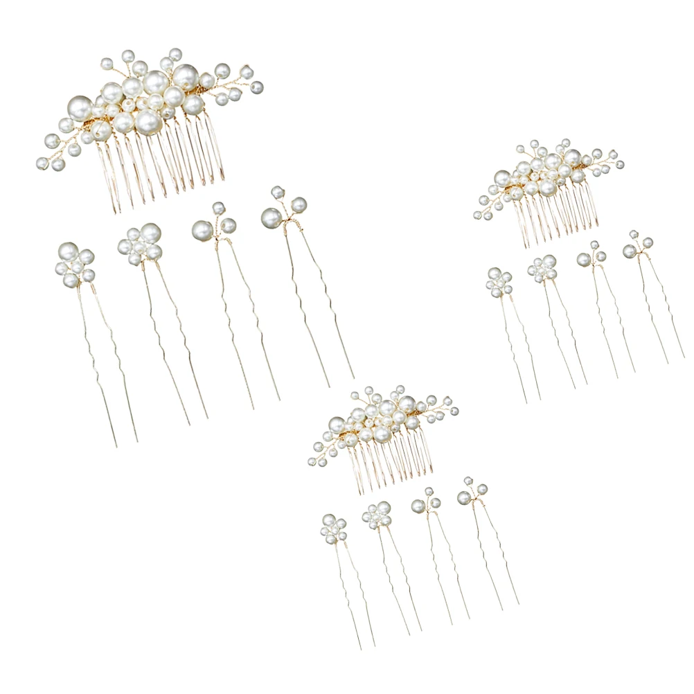 

1Pcs Bridal Hair Comb and Hairpin Set Pearl Beaded Vintage Baroque Wedding Headpiece for Bride Party Bridal Headdress