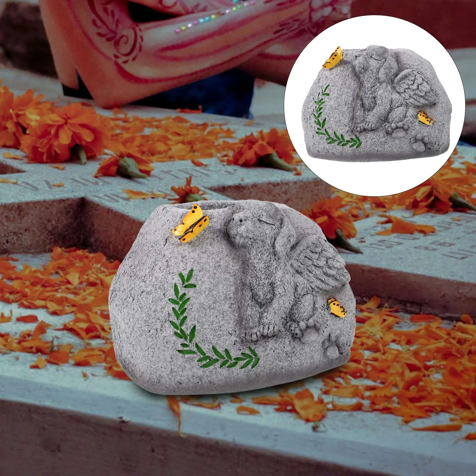 الراتنج الكلب التذكاري القبر علامة اناء للزهور مقاومة الطقس حديقة ديكور الحيوانات الأليفة شواهد القبور وعاء النبات الكلب القبر ماركر #2