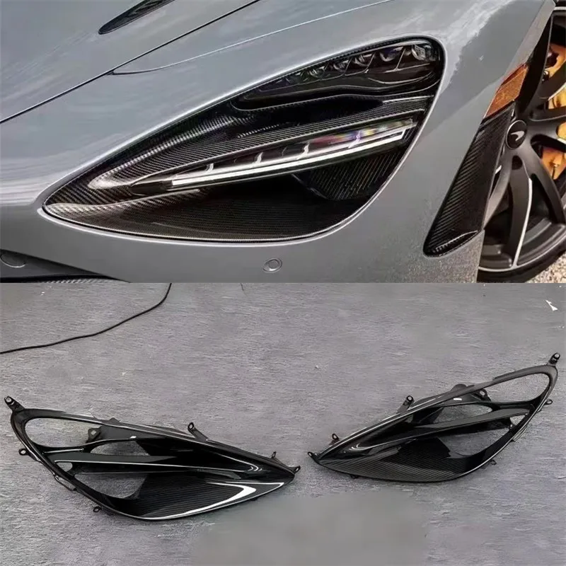 For McLaren 720S Headlight Frame Lampshade External Accessories with Dry Carbon Fiber OEM Style Car Headlight Shade