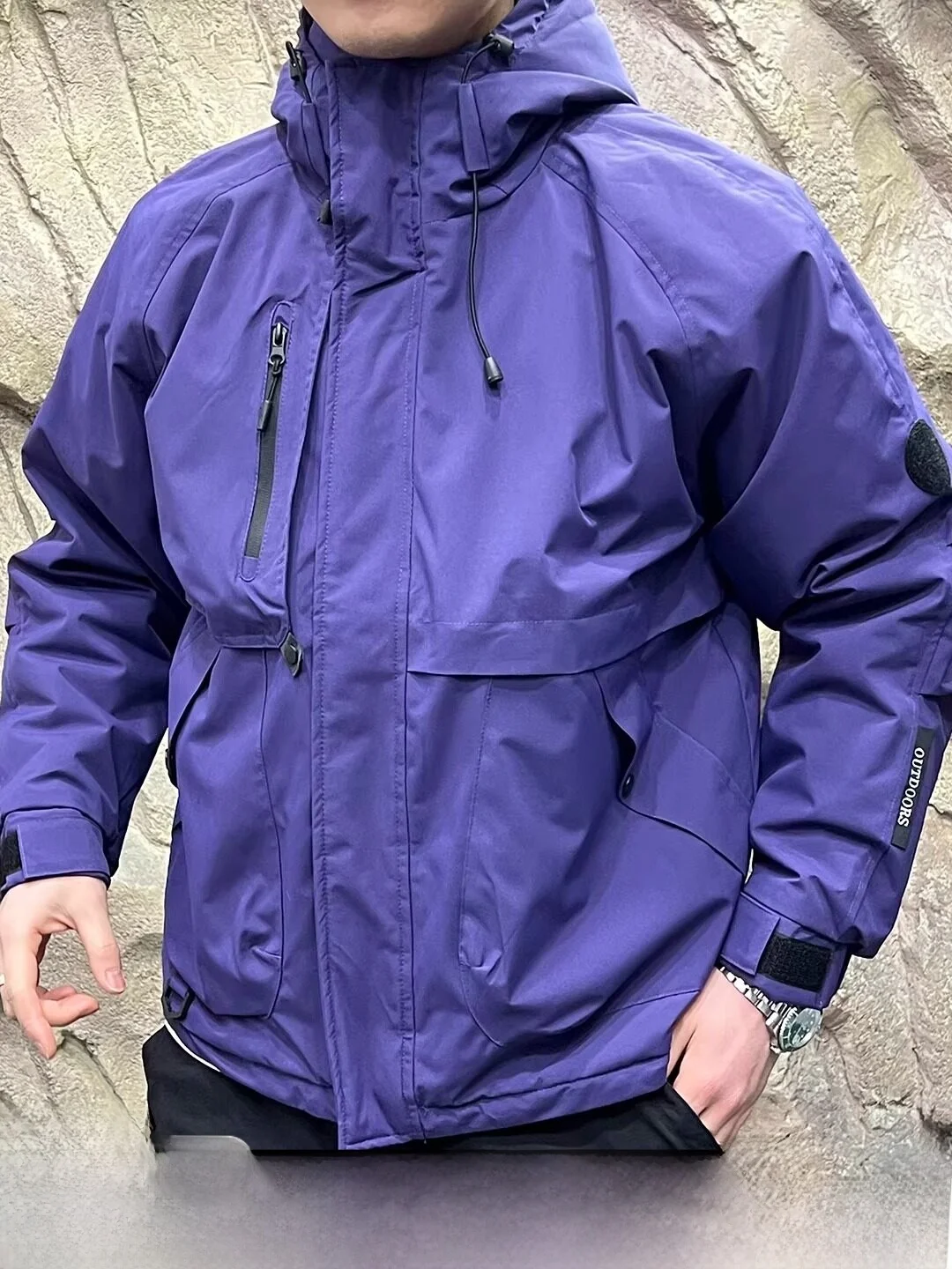 Outdoor Warm Waterproof Cotton Jacket Graphene Black Gold  Unisex Autumn Winter Hooded Standard Fit Cleanfit Style Pure...