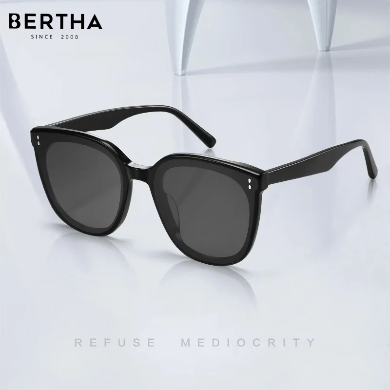 

BERTHA Big Frame Sunglasses Female New UV400 Big Face Slimming Sunglasses Advanced Sense Female Glasses Lady Elegance Eyeglass