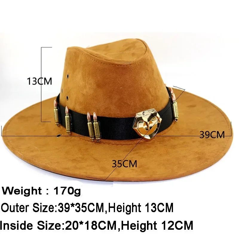 McCree Distintivo West Cowboy Costume Puntelli Eroe Cappello da pirata Accessorio di gioco cosplay OW per uomini adulti Donne Ragazzi adolescenti Halloween MN3