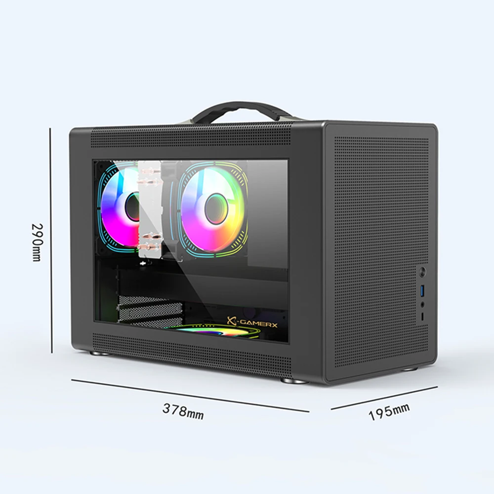 Power Train X-GAMERX P60 PC Case Portable Handheld Mini-ITX MATX Desktop Small Case Type-C Interface Gabinetes Gamer