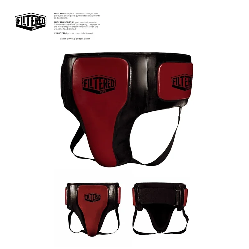 FILTERED SPORTS High-Density Elastic Sports Groin Guard for Men and Women - Adjustable Straps Durable Faux Leather Boxing GP01