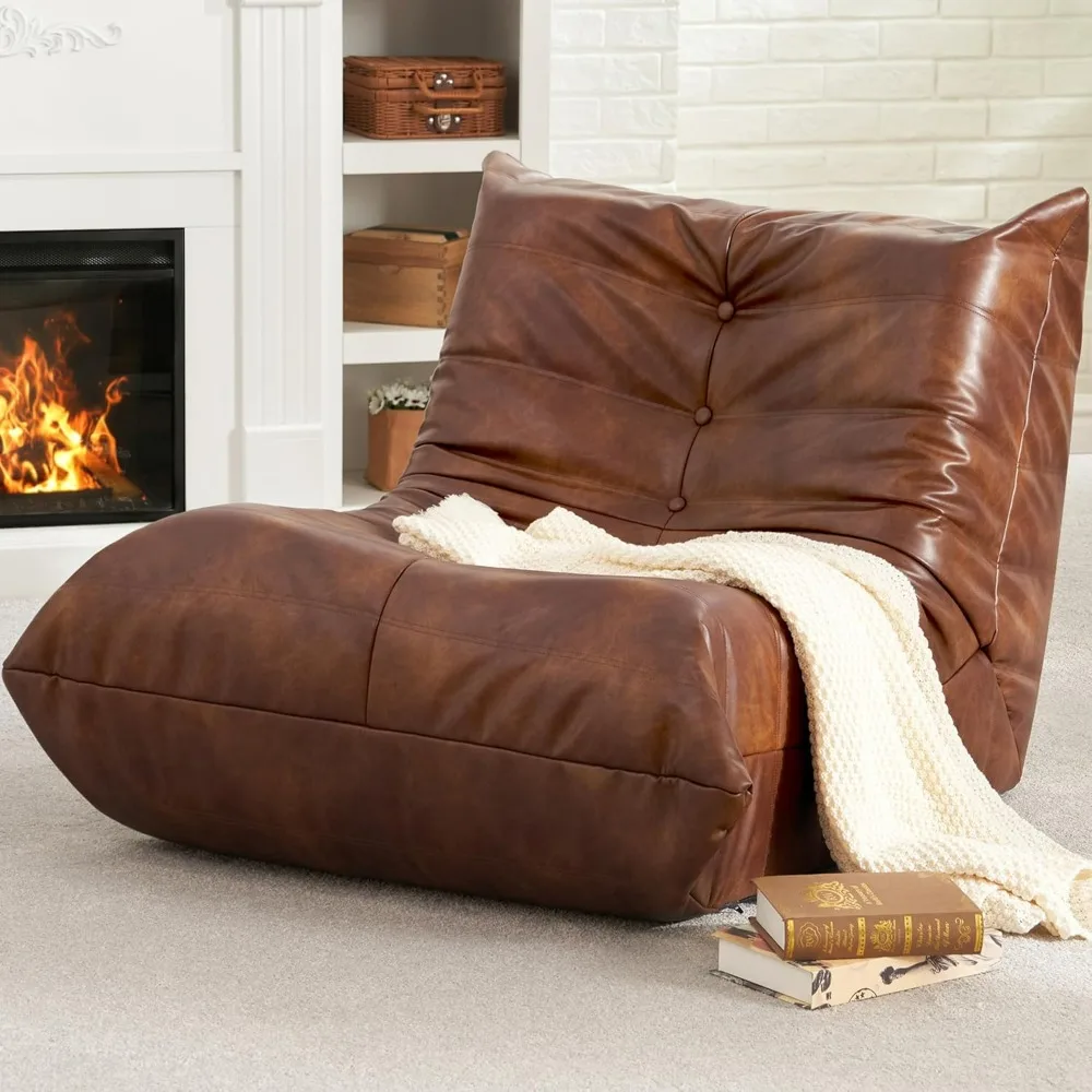 Bean Bag Chair Giant Bean Bag Sofa Memory Foam Beanbag Chairs for Adults,Beanbag Sofa Sack Faux Leather Bean Bag for Living Room