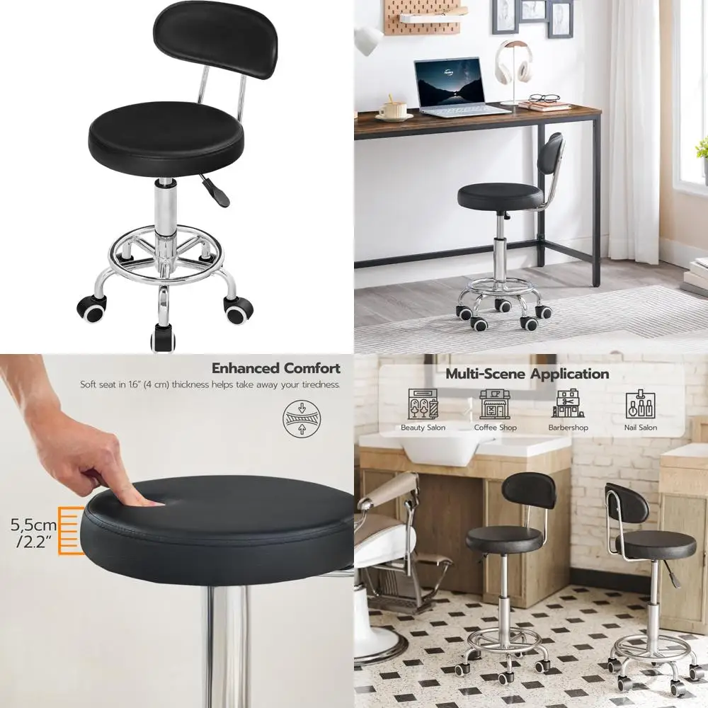 

Табурет на колесиках HOOBRO с регулируемой высотой, 360° ° Вращающийся стул для рисования, многоцелевой офисный стул, вращающийся поворотный салонный стул