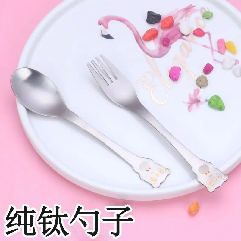

Titanium Spoon Household Eating Spoon Children's Spoon Long Handle Spoon Thickened Western Food Spoon Outdoor Tableware Gift