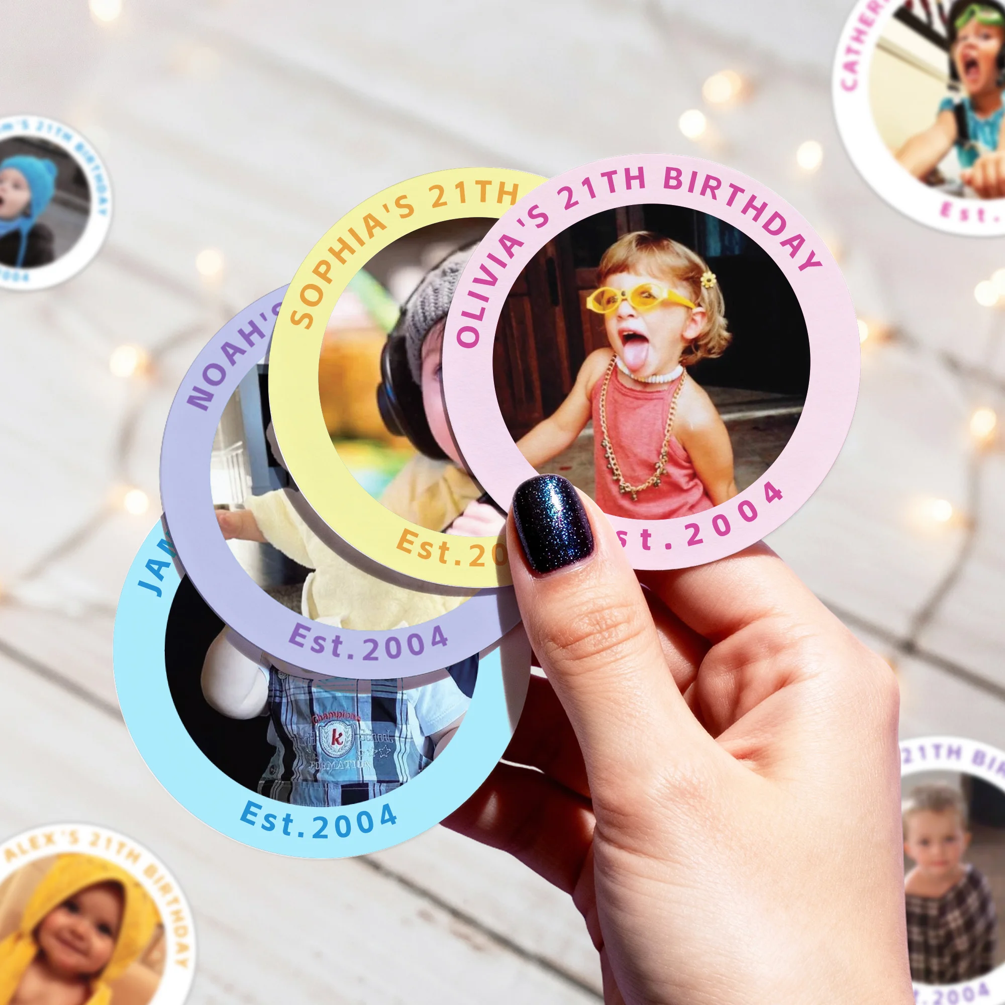 

Custom 21st Birthday Stickers, Personalized PVC Photo Sticker, Twenty First Vinyl Stickers for Party, Bachelorette, Bach Trip