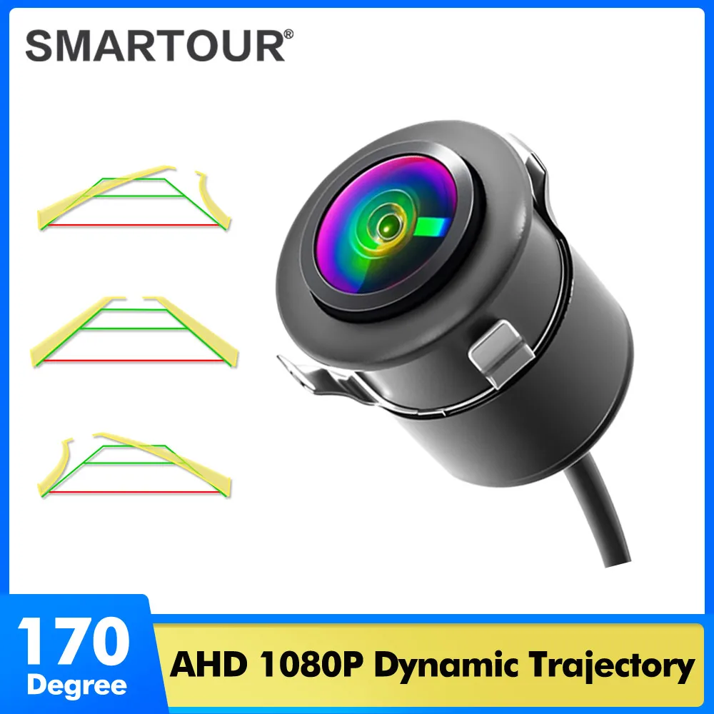 Smartour AHD 1080P Dynamic Trajectory Car Rear View Camera Moving Guide Line Golden Fisheye Lens Backup Camera For Cars SUV RV