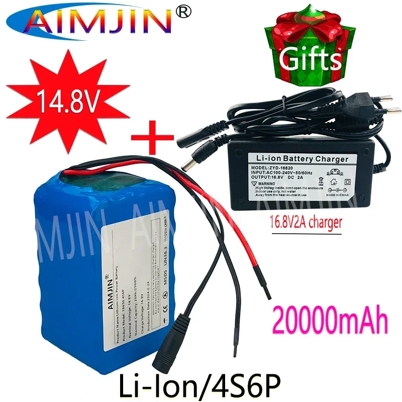 

14.8V 20Ah 4s6p 18650 li-iom battery pack night fishing lamp heater miner's amplifier Replace batteries with BMS+16.8V Charger