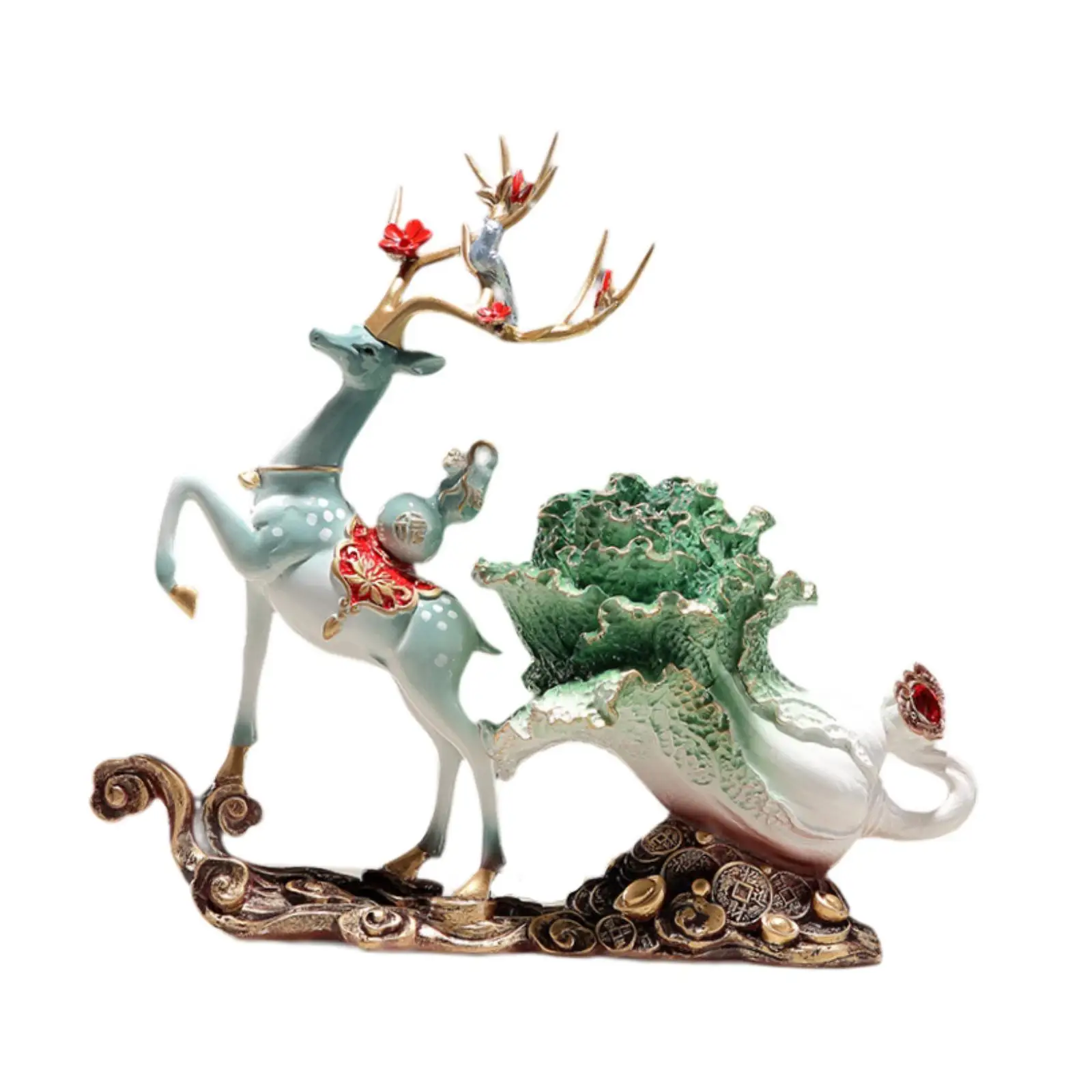 

Deer Statue Prosperity Sculpture for Table Centerpiece Living Room Bedroom