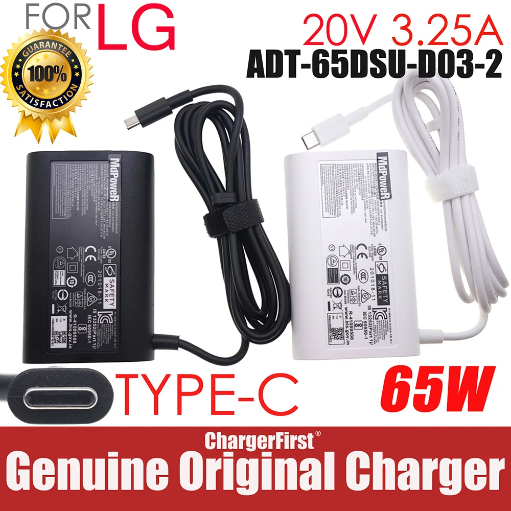 For LG gram 15Z90Q 16Z90Q 17Z90Q 16Z95PD 17Z90P-K.AAB9U1 ADT-65DSU-D03-2 ADT-65FSU-D03-EPK EAY65895901 USB-C AC Power Adapter