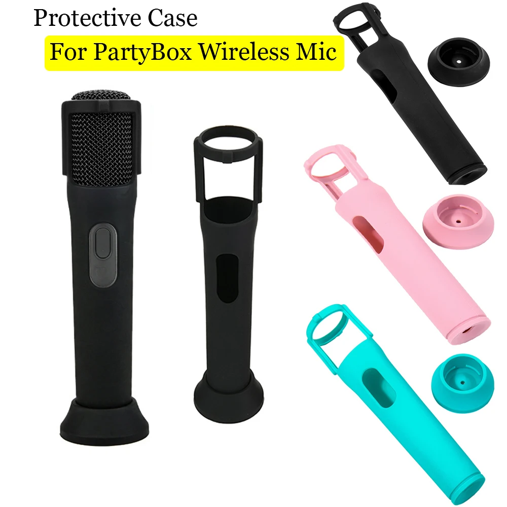 Silicone Protective Case For JBL PartyBox Wireless Mic Microphone Case Anti-Rolling Mic Sleeves Microphone Stand Non-slip Cover