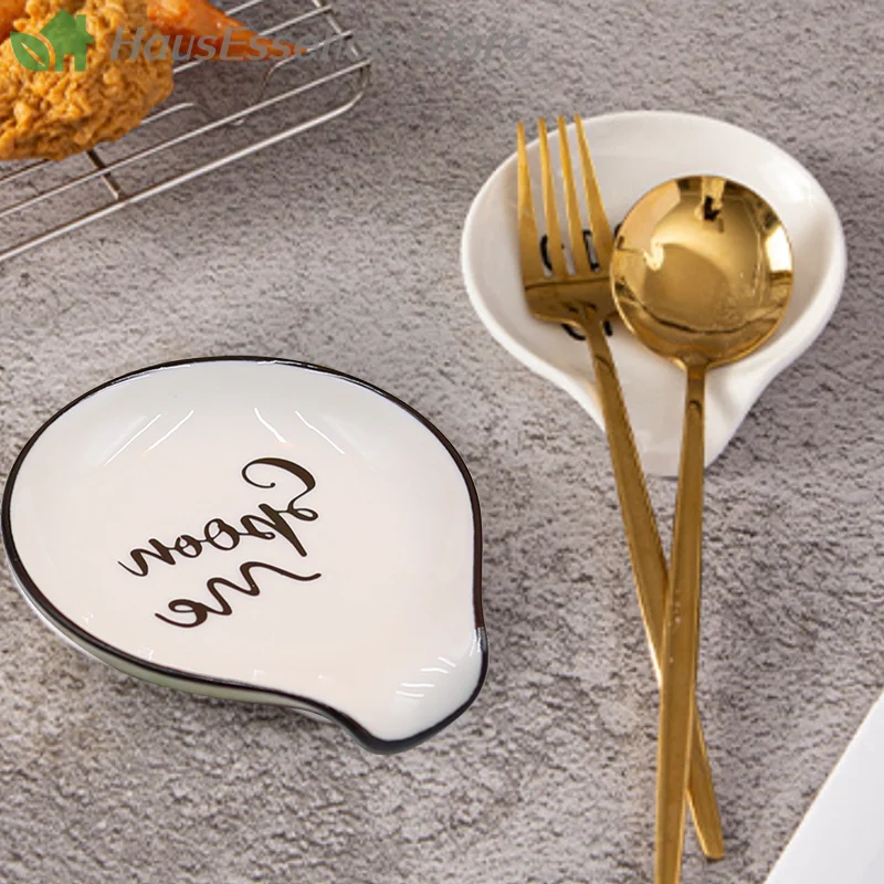 ※Premium Multipurpose Ceramic Spoon Rest Pad White Spoon Holder Spoon Holder Kitchen Utensils Tableware Spoon Holder Spoo