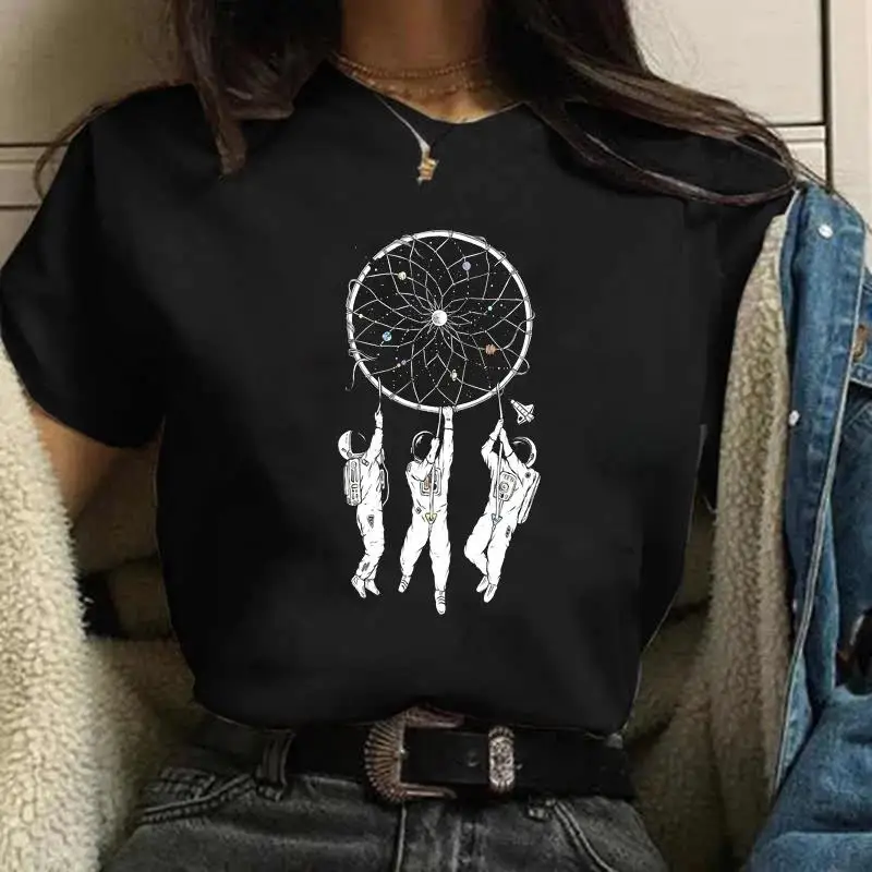 Moons wydruk graficzny T Shirt damski moda męska Spaceman T Shirt 90s Vintage Harajuku z krótkim rękawem Plus rozmiar T Shirt Unisex