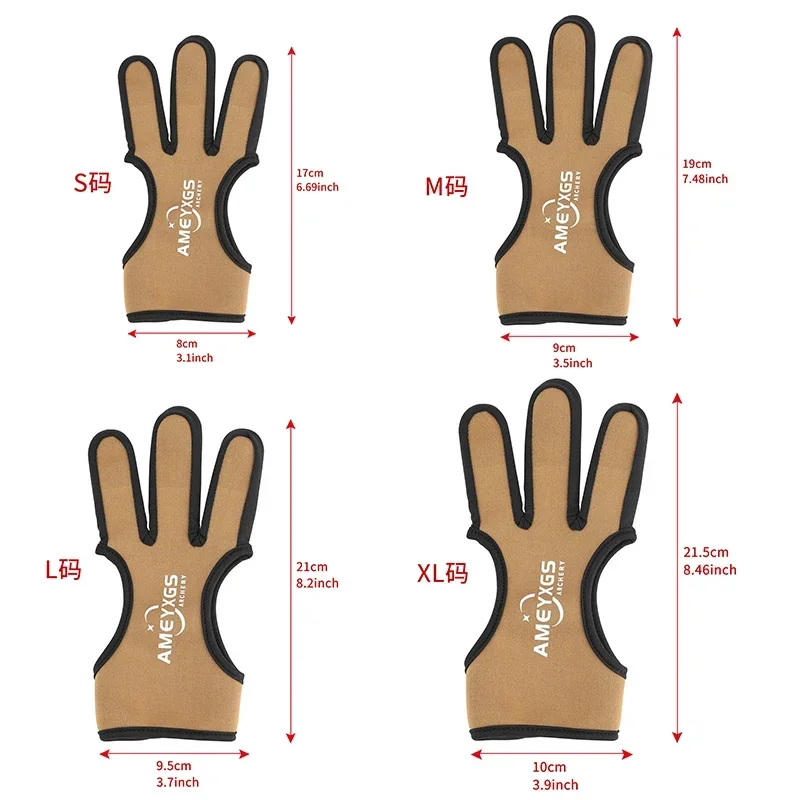 Archery 3 Fingers Guard Archery Glove Left and Right Hand Adjustable for Recurve Traditional Bow Hunting Shooting Protector