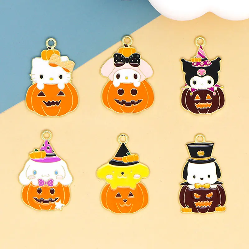 Neue sanrio halloween kürbis nachtlicht blind box kawaii handgemachte kuromi cinna moroll pochacco verzierungen für kinder geburtstag