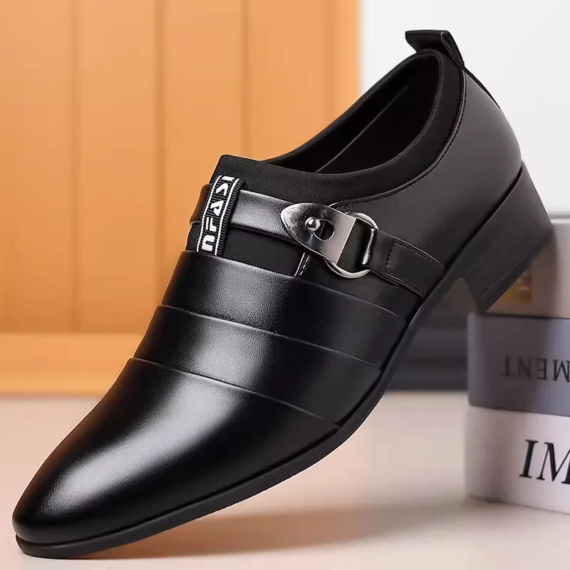 

New leather shoes, men's business formal shoes, youth large-sized pointed-toe durable and breathable casual wedding shoes