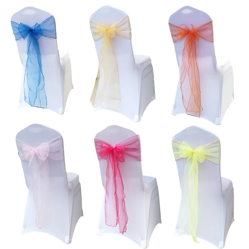 

10 Pcs Cover Wedding Ribbon Decorations Chair Back Decoration Durable Polyester Various Colors Fit Any Chair Reusable