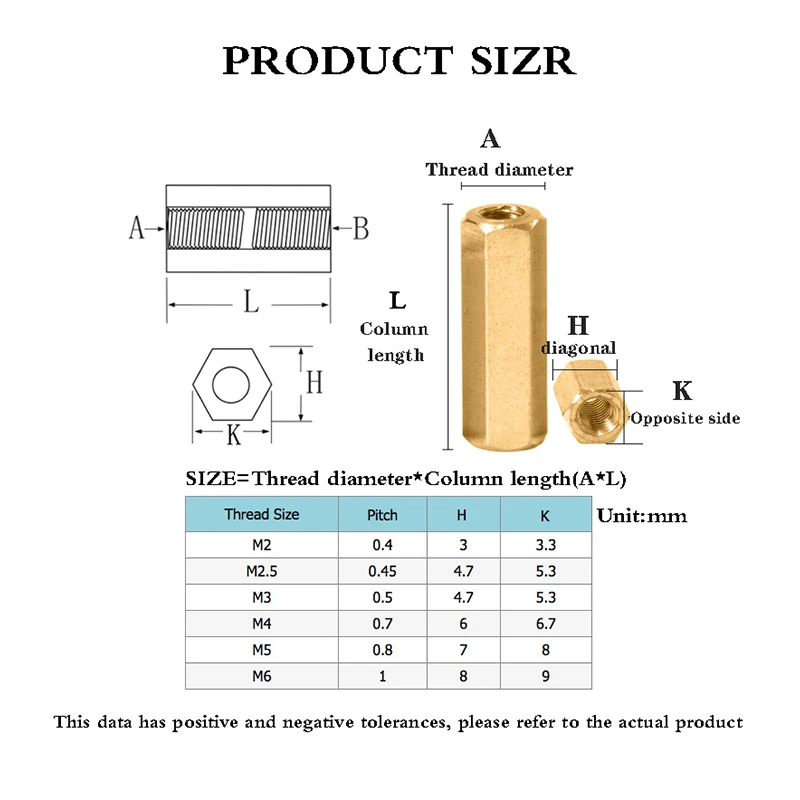 PCB Motherboard Standoff Latão Hex Masculino e Feminino Main Board Pilar, Stud Mount Spacer, Parafuso Sextavado, Porca Parafuso, M2, M2.5, M3, M4, M5