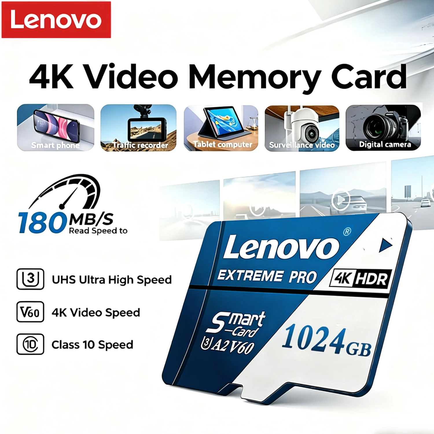 

Lenovo High Speed Memory Card 1TB Large Capacity Extreme Pro Micro SD Card 512GB V60 U3 4K Full HD TF Card For Nintendo Switch