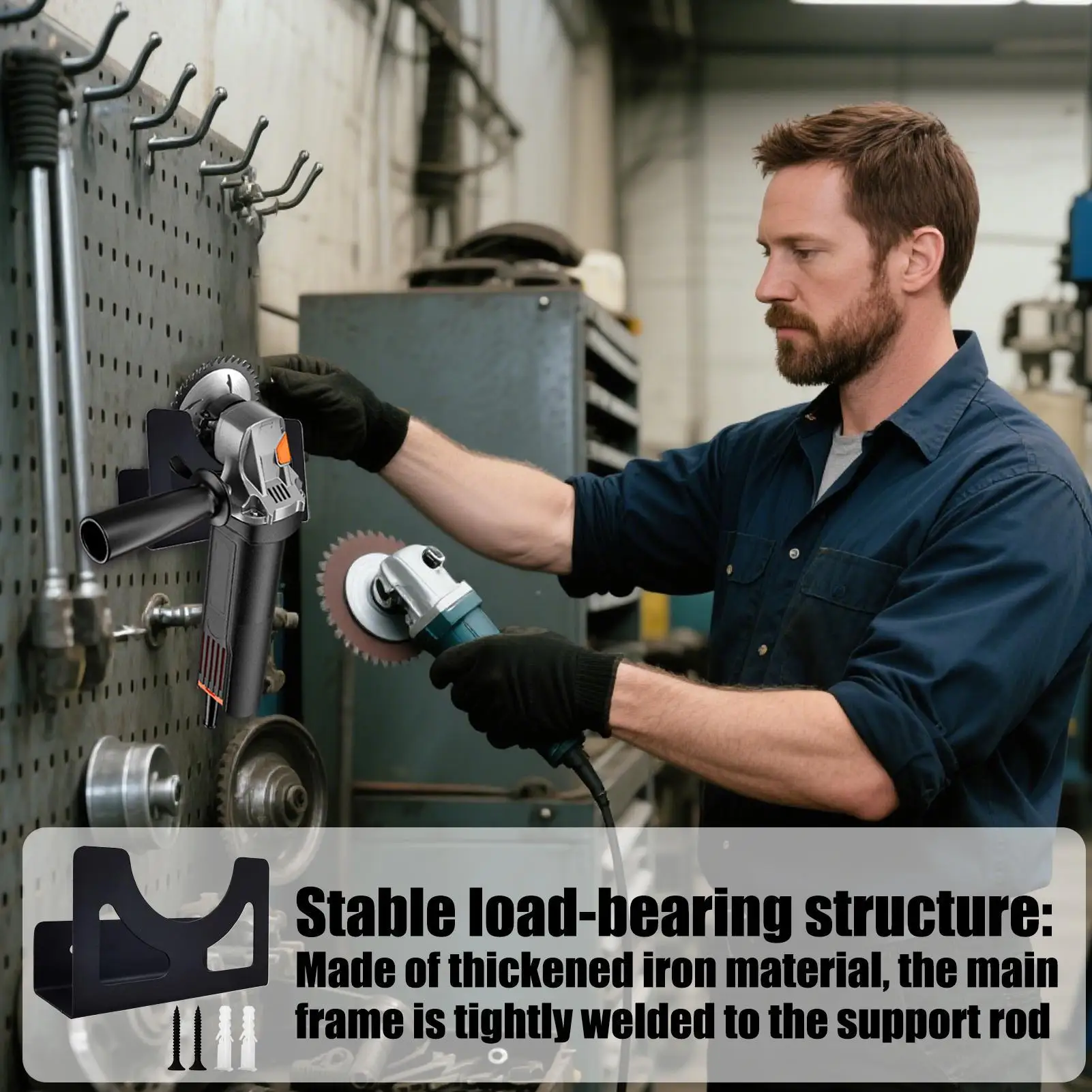 

Держатель шлифовальной машины, настенный кронштейн для угловой шлифовальной машины, плотно прилегающая многофункциональная стойка для хранения электрических инструментов, гаечных сверл