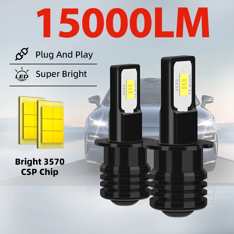 2PCS H3 LED Fog Light Bulb Conversion Kit Super Bright Canbus 6000K Super White Driving DRL Lamp