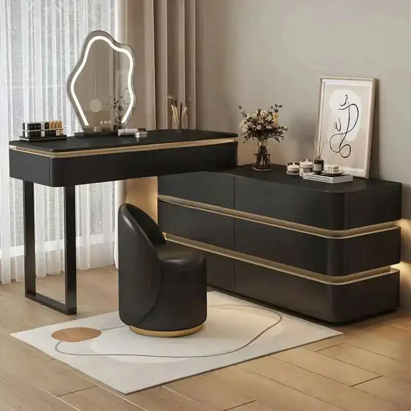 

Bedroom Vanity Table Luxury Modern Make Wooden Up Organizer Table Dressers Light Mirror Drawers Tocador De Maquillaje Furniture