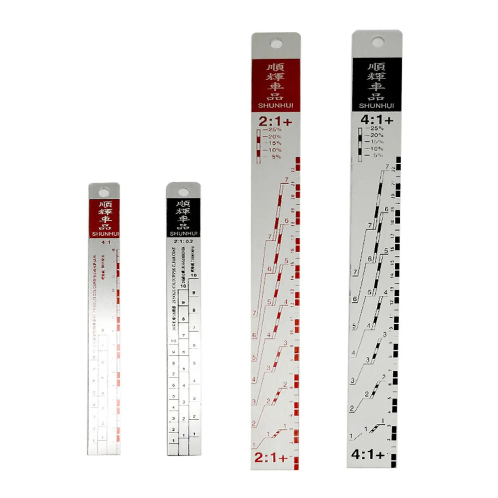 Car Paint Ruler 2:1 and 4:1 Ratios Car Coating Color Aluminium Easy Mixing Tools Stirrer Paint Stick for Cars Paint